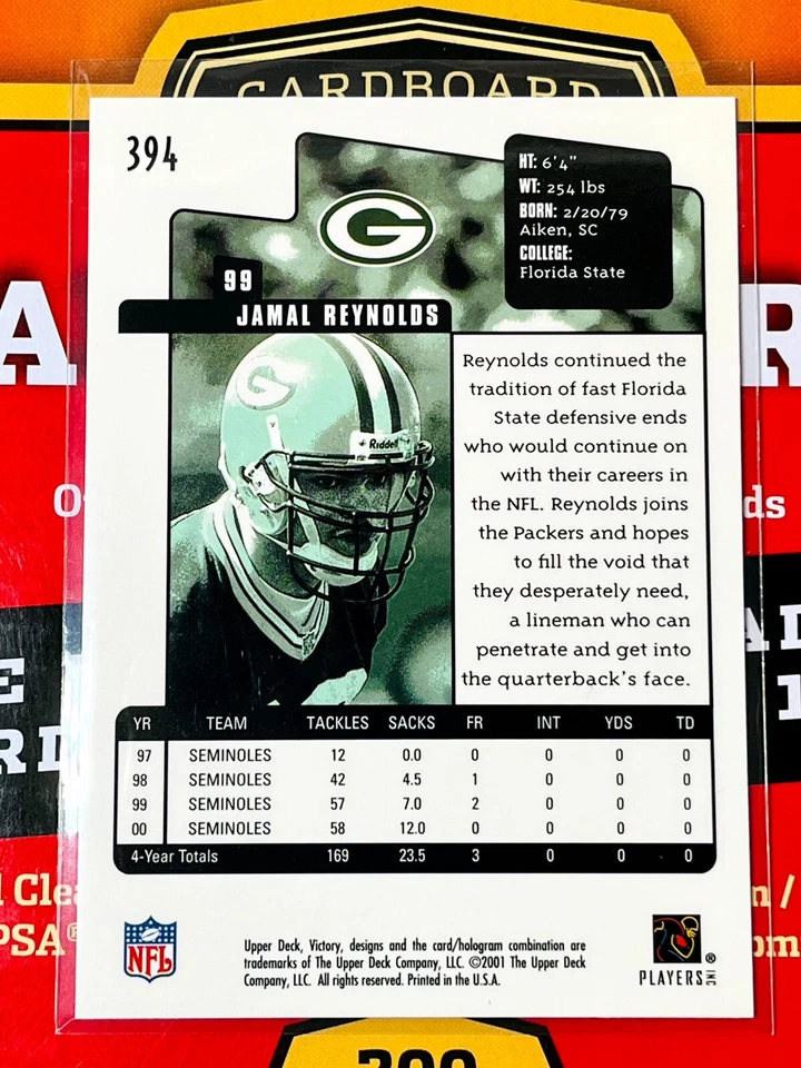 2001 Upper Deck Victory - Victory Rookies #394 Jamal Reynolds (RC) - Image 2 of 2