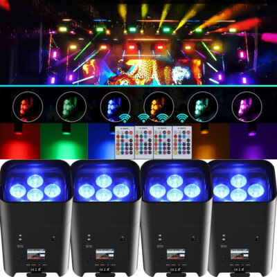 108W 6in1 RGBWA+UV Par Light Rechargeable Battery Wireless DMX APP Wash Up-Light