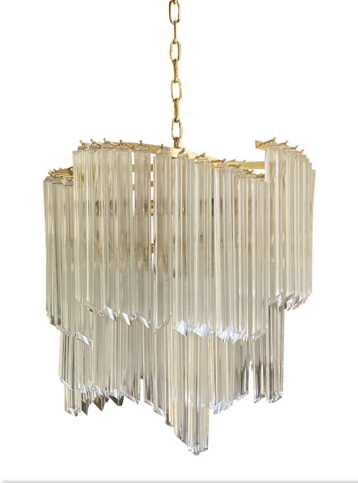 Vintage Venini Italian Murano Glass Prism Chandelier Quattro