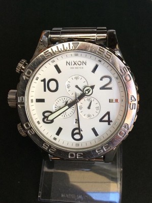 genuine Brand NIXON Watch 51-30 CHRONO Highpolish Silver White 