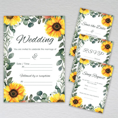 Sonnenblume Hochzeitseinladungen Tag Empfang Einladungen Save Date Abend RSVP Karten
