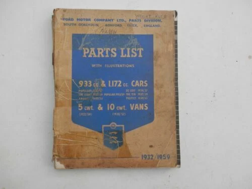 Ford Paper Car Parts Catalogues