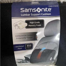 Samsonite Lumbar Support Cushion High-Grade Memory Foam-Black NWOT