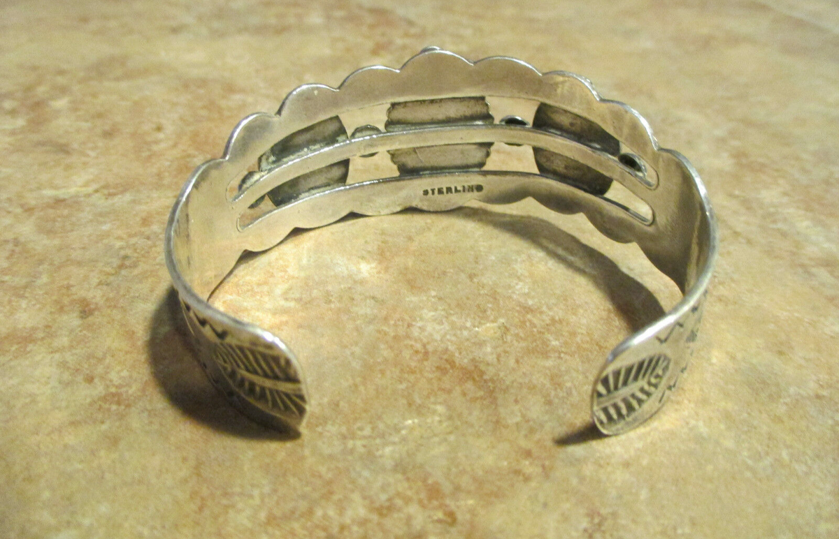 OLD 1940's / 50's Navajo Sterling Silver PREMIUM TURQUOISE Design