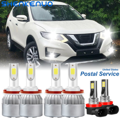 For 2015-2019 Nissan X-Trail LED Headlight High/Low Beam + Fog light bulbs Kit