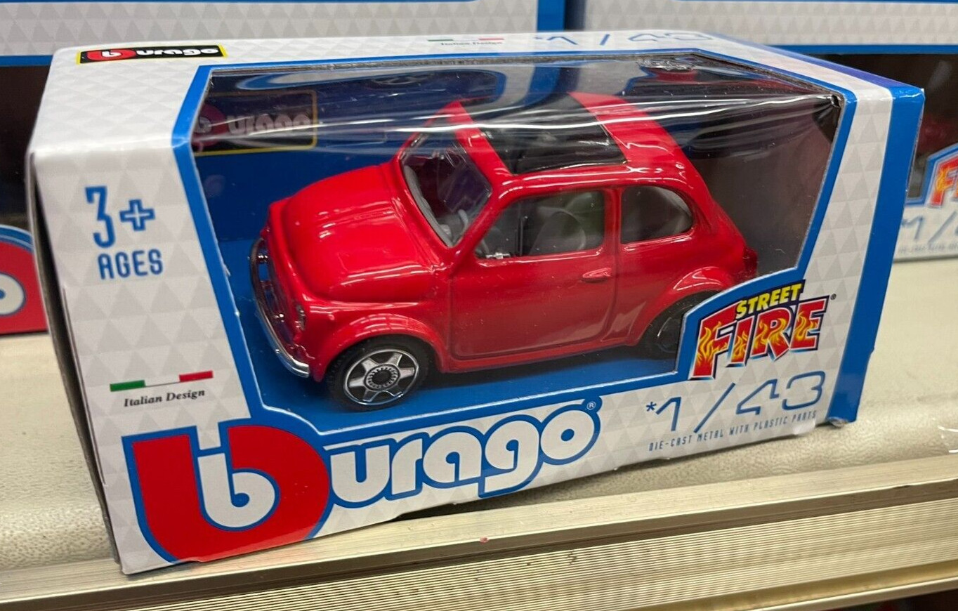 Fiat 500 F Échelle 1/43 BBURAGO Modèle De Voiture En Métal Street Fire
