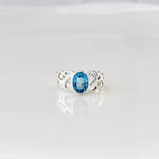 blue topaz Ring 925 sterling silver ring women's jewelry party wear gift ring