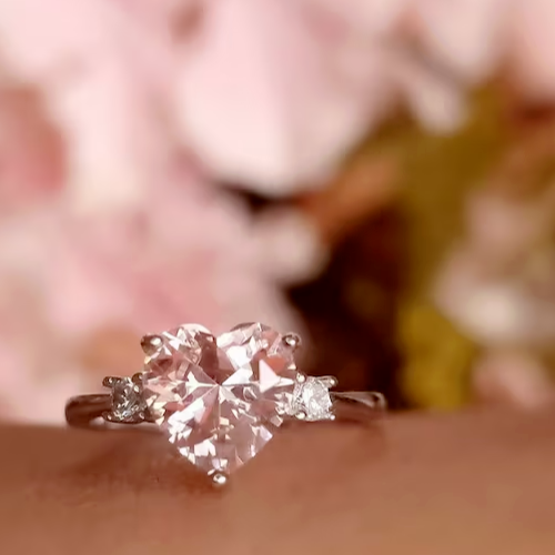 2 carat 8.8 mm Heart Shaped Morganite Solitaire Ring, Beautiful Stone Ring - Picture 4 of 8