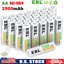 Lot EBL 1.2V AA NIMH Rechargeable Batteries 2500mAh Pre-Charged Double A Battery