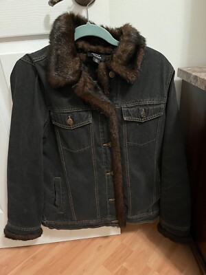 Dennis Basso XS Denim Faux Fur Jean jacket and vest