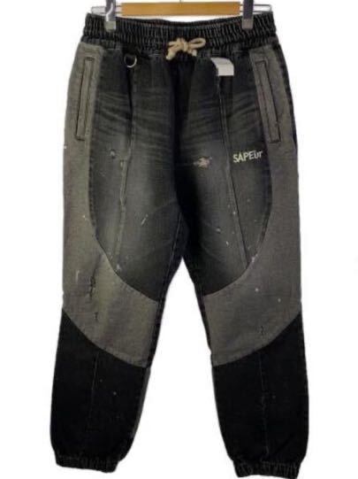SAPEUR VINTAGE DENIM TRACK PANTS BLACK L Size Regular Sapool SAPEUR VINTAGE DENIM TRACK PANTS BLACK L Size Regular Sapool