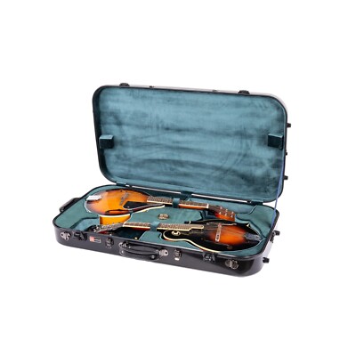 Crossrock Fiberglass Double Case with TSA Lock for Two A/F Style Mandolins-Black