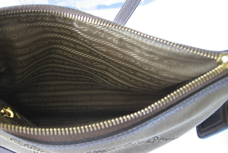 Prada Logo Jacquard BT0867 Umhängetasche beige braun Handtasche Leder Tasche - Bild 2 von 4