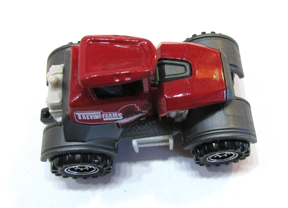 Matchbox 2.25" Diecast 4x4 Duals All Around inusual Trevino Farms tractor rojo Foto 2 de 4