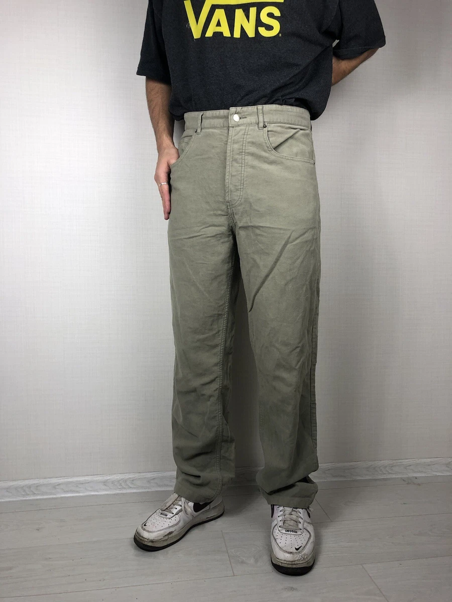 Vintage Thomas Burberry Jeans Pants Trousers 36 Cotton Logo L Beige TB Straight