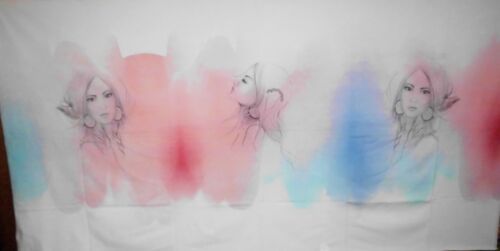 Tkanina dżersejowa 3 x panel 0,8 x 0,5 dziewczęca / indiańska batika - gradient - Zdjęcie 1 z 4