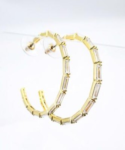 Authentic Whispering Bamboo Hoop Earrings In Radiant 18Kt Gold Plate With Baguette Crystals