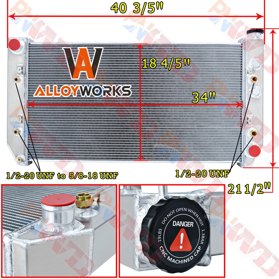 Radiador de 4 filas para Chevy C10 C20 K30 1982-93 GMC C1500 K2500 C3500 6,2 L V8 1985 Foto 2 de 4