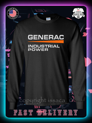 #ad #ad New Generac Industrial Power Logo Men#x27;s Long Sleeve T Shirt American Tees $23.74