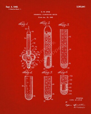 1945 Christmas Tree Bubble Lights Later Version Patent Print - Red