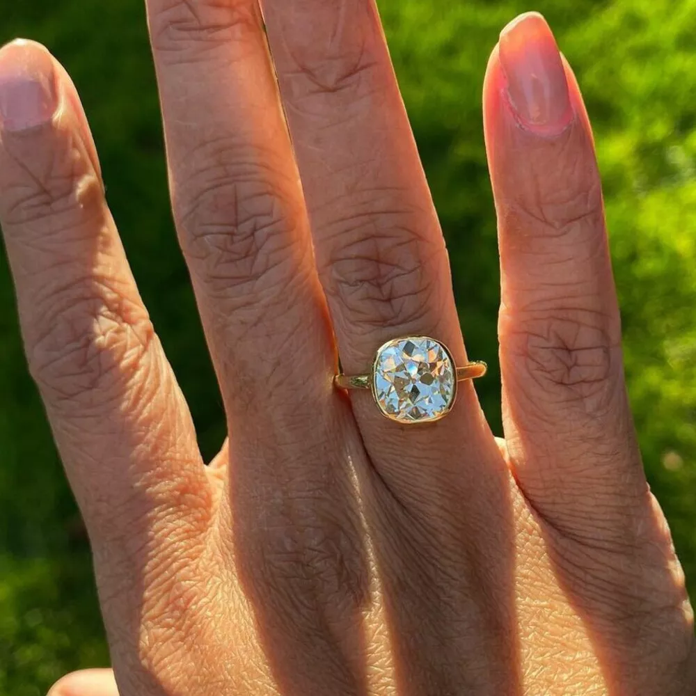 Old mine cut moissanite ring deals