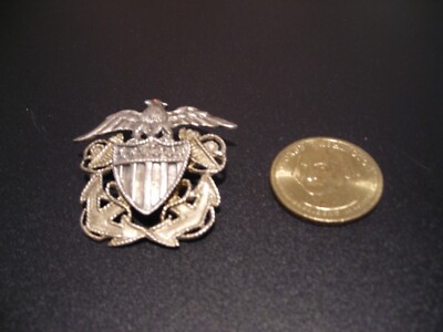WW2 HOMEFRONT US NAVY STERLING SILVER OFFICER MILITARY SWEETHEART PIN ...