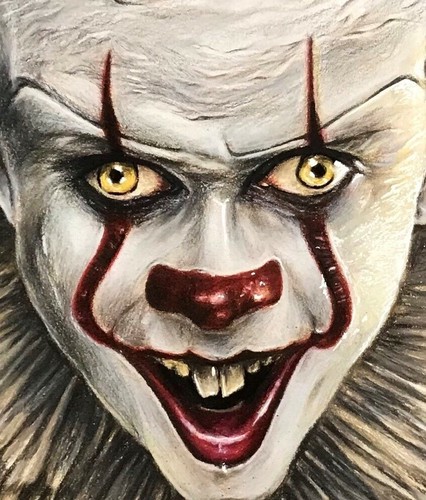 Pennywise - Traditional drawing, Bill Skarsgard, IT 2017 Stephen King movie - 第 3/6 張圖片