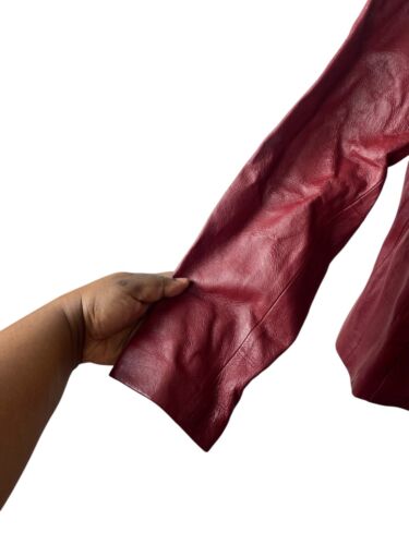 East 5th Womens Full Zip Genuine Leather Motorcycle Jacket Cherry Red Large - Picture 4 of 8