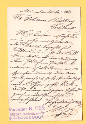 1913 München N.GÖTZ ( Fa. DAVID ) mit Autograph als Post nach Sohland