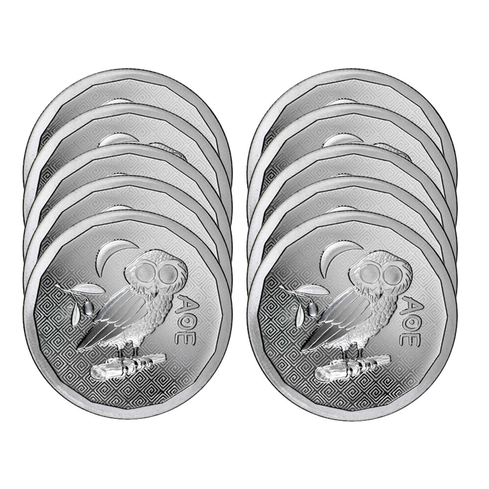Lot of 10 - 2024 1 Pound St. Helena Athena Owl Stackable 1 oz 