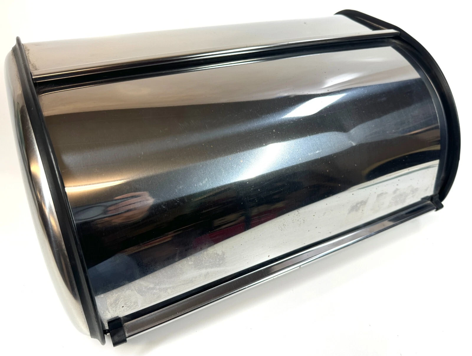 Vintage Space Age MCM Mid Modern Chrome Metal Flip Front Top Oblong Bread Box