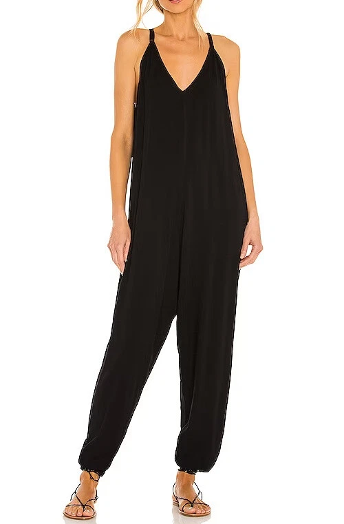 BOBI Los Angeles Women s Draped Jumpsuit In Black Size L Reg. 101