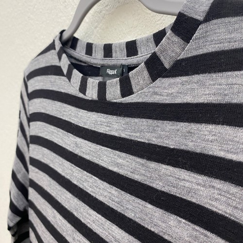 Filippa K 100% Merino Wool Gray Black Stripe Tunic Dress Womens size Small - Picture 3 of 5