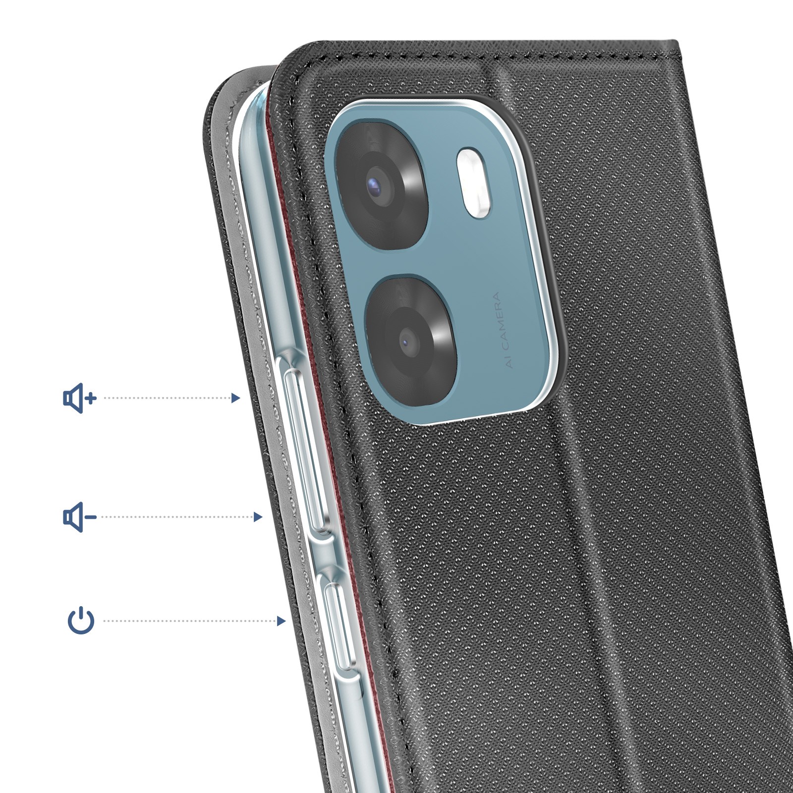 Housse Oppo A6 anti-chute avec rangement de carte d'identité