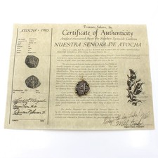 Nuestra Señora De Atocha 1622 Shipwreck 4 Reale Coin 14K Pendant W/COA #C846-1