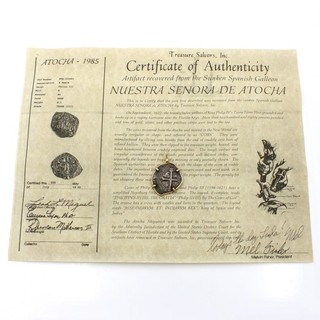 Nuestra Señora De Atocha 1622 Naufragio 4 Reales Moneda 14K Colgante con Certificado de Autenticidad #C846 1