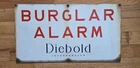 Rare Vintage Porcelain Burglar Alarm Diebold Inc Sign  10 x 18" Heavy Duty
