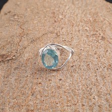 Christmas Sale 925 Sterling Silver Sky Blue Topaz Band December Birthstone Ring