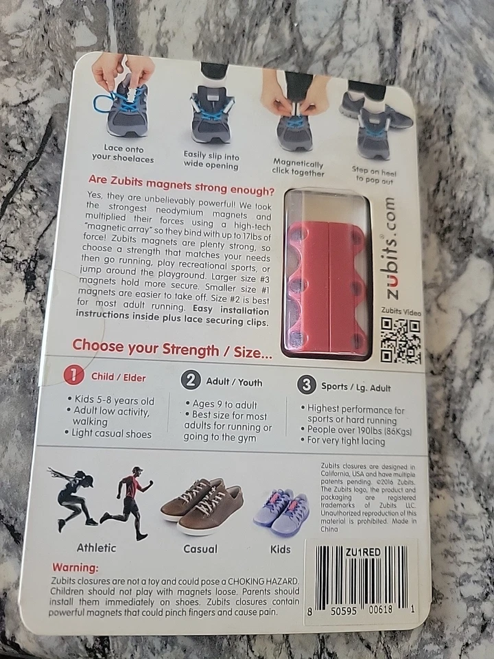 Cierre magnético para zapatos Zubits #1 para niños - Rojo - NUEVO Foto 2 de 2