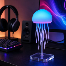 Voice Controlled Jellyfish Lamp, Color Changing Night Light, Rotating