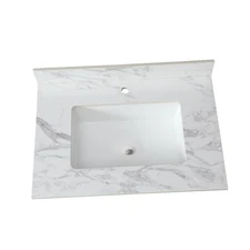 Engineered Stone Bathroom Vanity Top 31"x22" with Stylish Ceramic Sink,