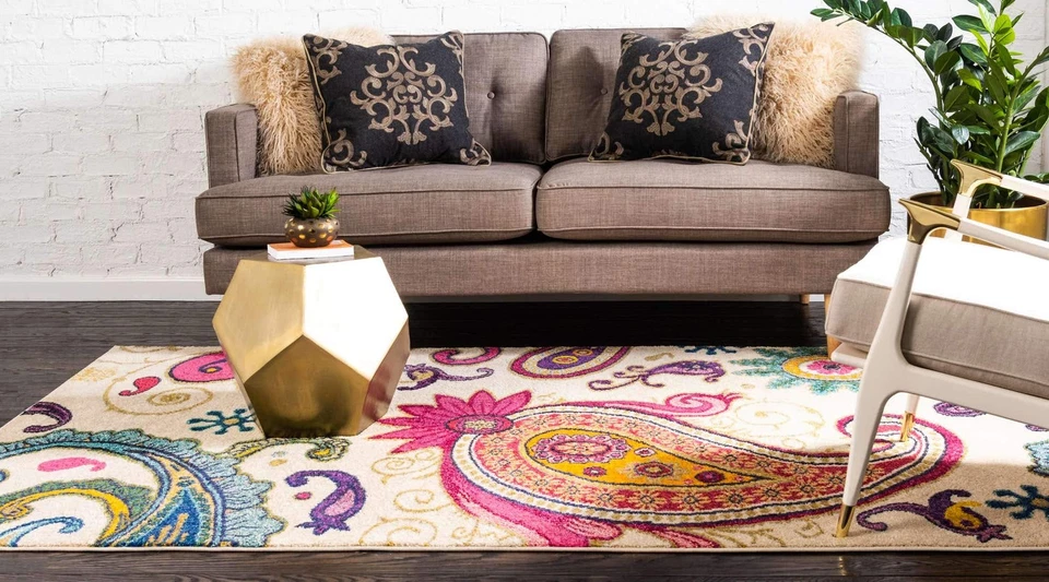 Estrella Collection Colorful, Paisley, Floral, Abstract, Modern Area Rug, 9 x... - Image 3 of 4