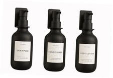 Soap Dispenser, Bathroom Soap Dispenser Set, Glass 500ml, Set of 3 Black