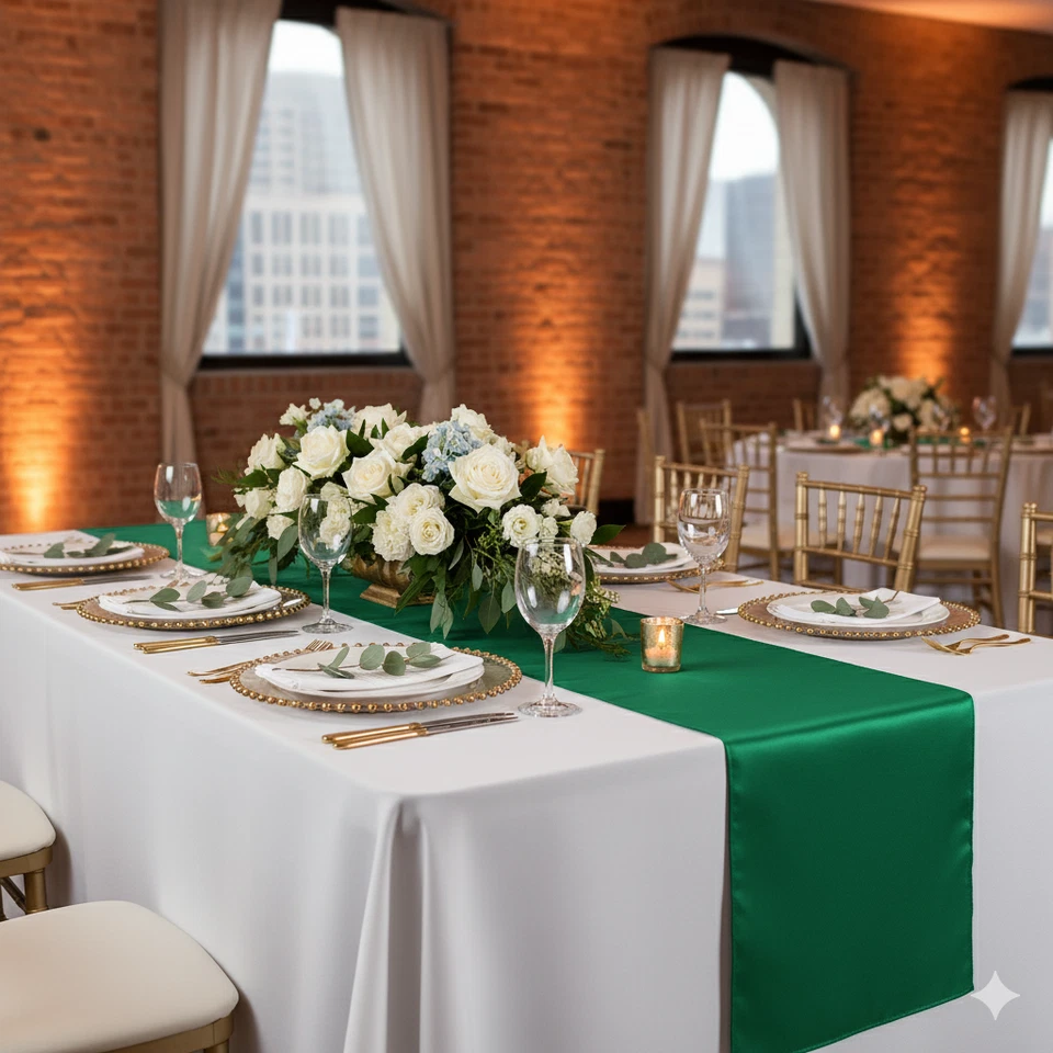 Ropa de cama YCC - Paquete de 5 corredores de mesa de satén L'amour de 14 x 108 pulgadas para bodas Foto 2 de 4