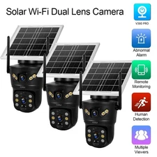 3PCS 6MP Solar Camera WIFI Solar Panel Dual Lens Camera Home Security CCTV Video