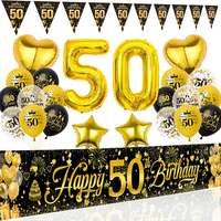 Deko 50. Geburtstag Mann Frau - Schwarz Gold Geburtstagsdeko Luftballons Happy B
