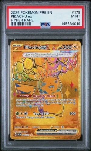 2025 POKEMON PRE EN-PRISMATIC EVOLUTIONS HYPER RARE #179 PIKACHU EX PSA 9