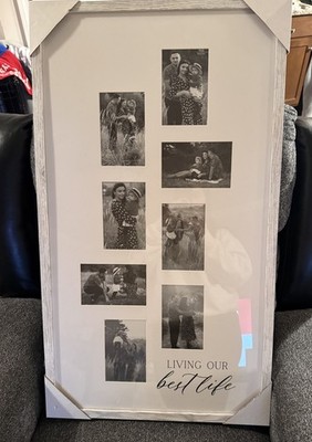 White Wood Multi-Photo Collage Frame 8-Photo Rectangle Contemporary Family Theme