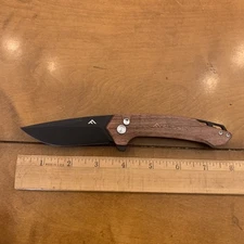 Flissa Wood Grip Button Lock Folding Knife 