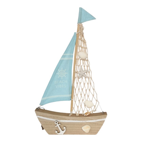 Dekoboot Aus Holz Zum Stellen Segelboot Segelschiff Dekoschiff Maritim Holzboot-image